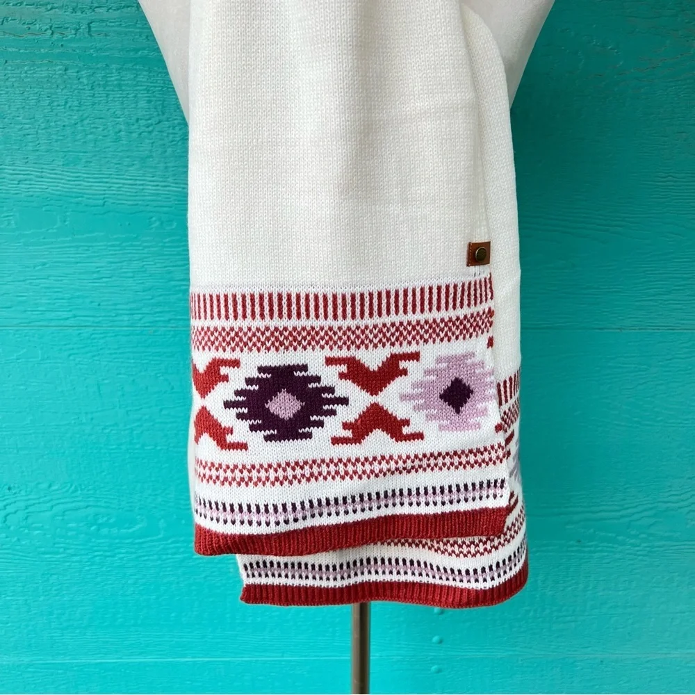 FRYE CLOUD DANCER SCARF SOUTHWESTERN DESIGN CREAM RUST NWOT